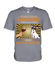 Chihuahua Good ideas with wine Gift for you V-Neck T-Shirt tile