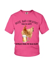Chicken And Beer make me happy Gift for you Youth T-Shirt tile