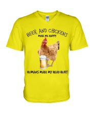 Chicken And Beer make me happy Gift for you V-Neck T-Shirt tile