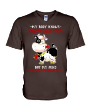 Cow my body knows V-Neck T-Shirt tile
