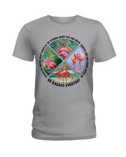 Flamingo be strong brave humble birds lovers Ladies T-Shirt tile