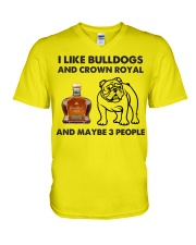 Bulldog crown royal and three people gift for you V-Neck T-Shirt tile