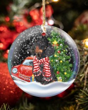 Dachshund Christmas In Snowball Circle ornament - single (porcelain) aos-circle-ornament-single-porcelain-lifestyles-04