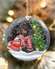 Dachshund Christmas In Snowball Circle ornament - single (porcelain) aos-circle-ornament-single-porcelain-lifestyles-05