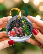 Dachshund Christmas In Snowball Circle ornament - single (porcelain) aos-circle-ornament-single-porcelain-lifestyles-08