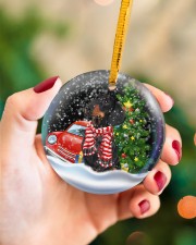 Dachshund Christmas In Snowball Circle ornament - single (porcelain) aos-circle-ornament-single-porcelain-lifestyles-09
