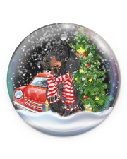 Dachshund Christmas In Snowball Circle ornament - single (porcelain) front