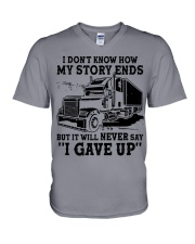 Trucker my story V-Neck T-Shirt tile