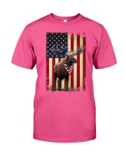 Moose smile flag moose lovers Classic T-Shirt tile