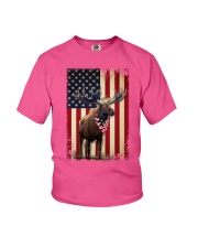 Moose smile flag moose lovers Youth T-Shirt tile