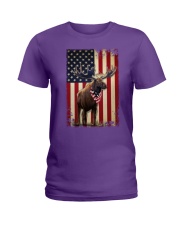 Moose smile flag moose lovers Ladies T-Shirt tile