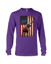 Moose smile flag moose lovers Long Sleeve Tee tile