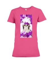 Shih Tzu Purple rose Gift for you Premium Fit Ladies Tee tile