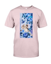 Cat blue flowers gift for cat lover Premium Fit Mens Tee tile