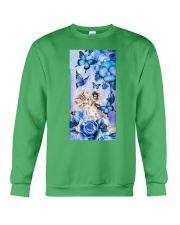 Cat blue flowers gift for cat lover Crewneck Sweatshirt tile
