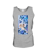 Cat blue flowers gift for cat lover Unisex Tank tile
