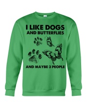 Butterfly and dog three people insects bugs lover Crewneck Sweatshirt tile