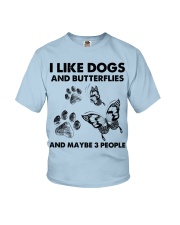 Butterfly and dog three people insects bugs lover Youth T-Shirt tile