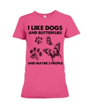 Butterfly and dog three people insects bugs lover Premium Fit Ladies Tee tile