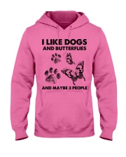 Butterfly and dog three people insects bugs lover Hooded Sweatshirt tile