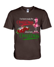 Flamingo ready for xmas gift for flamingo lovers V-Neck T-Shirt tile