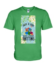 Knitting A girl who loves Gift for you V-Neck T-Shirt tile