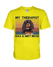 Cavalier king a wet nose gift for dog mom V-Neck T-Shirt tile