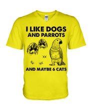 Parrots and dogs cats jl V-Neck T-Shirt tile