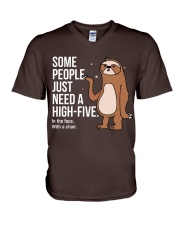 Sloth high-five sloth lover V-Neck T-Shirt tile