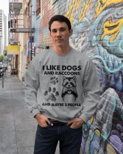 Raccoon and dog three people raccoon lover dogmom Crewneck Sweatshirt lifestyle-unisex-sweatshirt-front-2