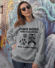 Raccoon and dog three people raccoon lover dogmom Crewneck Sweatshirt lifestyle-unisex-sweatshirt-front-3