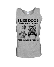 Raccoon and dog three people raccoon lover dogmom Unisex Tank tile