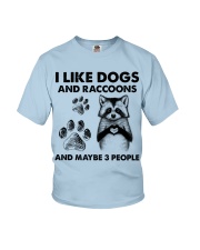 Raccoon and dog three people raccoon lover dogmom Youth T-Shirt tile