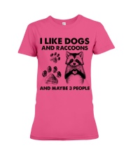 Raccoon and dog three people raccoon lover dogmom Premium Fit Ladies Tee tile