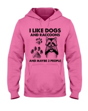 Raccoon and dog three people raccoon lover dogmom Hooded Sweatshirt tile