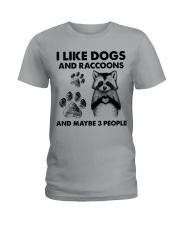 Raccoon and dog three people raccoon lover dogmom Ladies T-Shirt tile