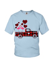 Flamingo love car bird lover Youth T-Shirt tile