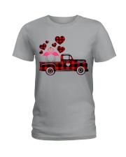 Flamingo love car bird lover Ladies T-Shirt tile