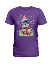 Schnauzer warm winter christmas dog lover Ladies T-Shirt tile