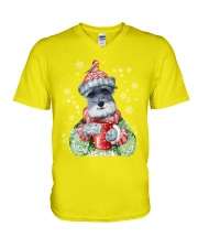 Schnauzer warm winter christmas dog lover V-Neck T-Shirt tile