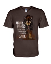 Wolf never push a loyal person gift for you V-Neck T-Shirt tile