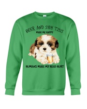Shih Tzu And Beer make me happy Gift for you Crewneck Sweatshirt tile