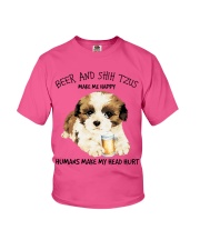 Shih Tzu And Beer make me happy Gift for you Youth T-Shirt tile