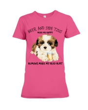 Shih Tzu And Beer make me happy Gift for you Premium Fit Ladies Tee tile
