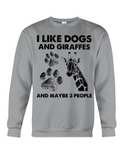 Giraffe and dog three people giraffe lover Crewneck Sweatshirt front