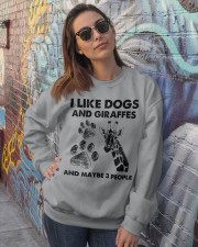 Giraffe and dog three people giraffe lover Crewneck Sweatshirt lifestyle-unisex-sweatshirt-front-3