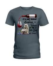 Not really drinking alone shih tzu Gift for u Ladies T-Shirt tile