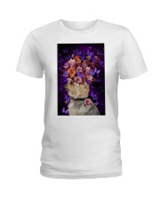 Yorkshire terrier full of butterfly and flowers Ladies T-Shirt tile