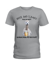 LLamas And Beer make me happy Gift for you Ladies T-Shirt tile