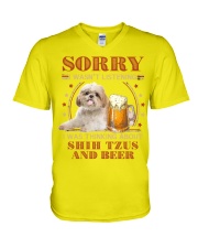 Shih Tzu and Beer Sorry not listen Gift for U V-Neck T-Shirt tile